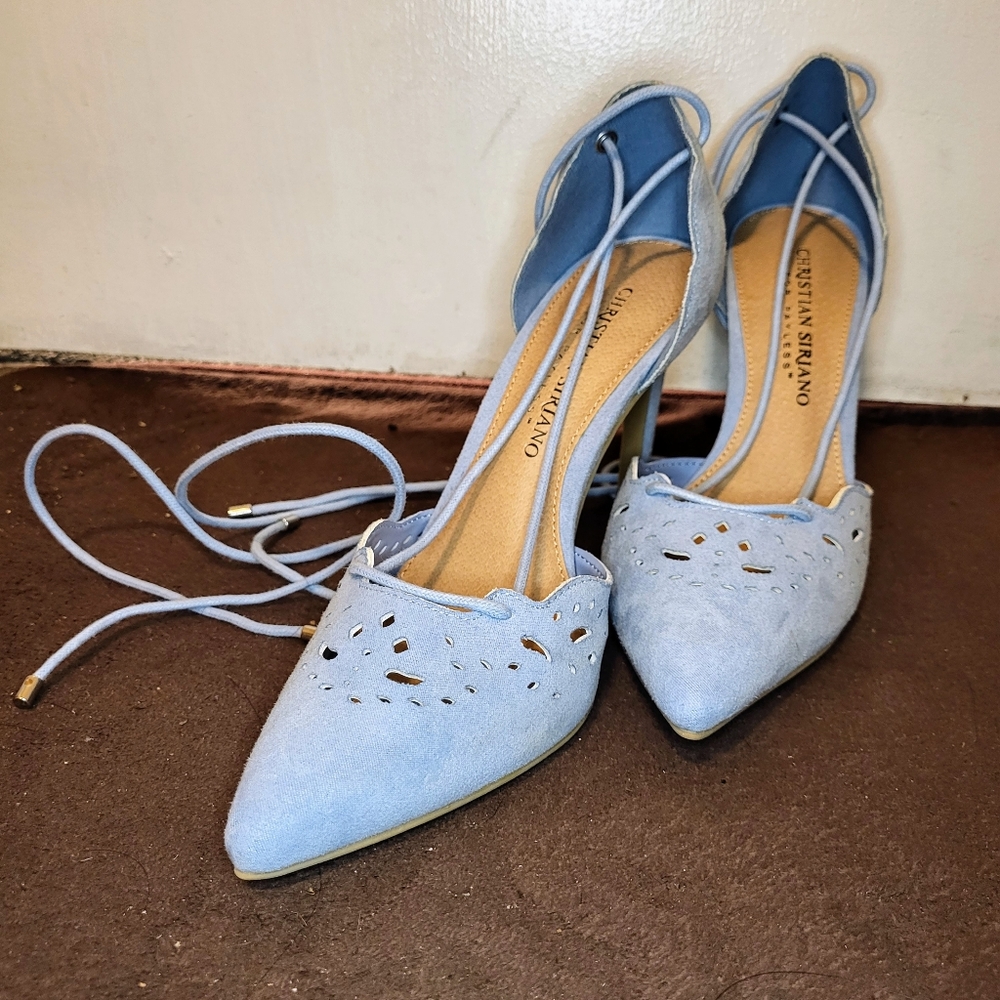 Christian Siriano Shoes | Pastel Blue Lace-Up Heels | NWOT